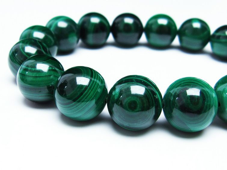 マラカイト ブレスレット 14mm 一点物 111-29366