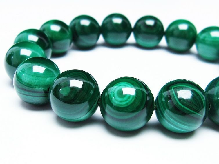 マラカイト ブレスレット 14mm 一点物 111-29367