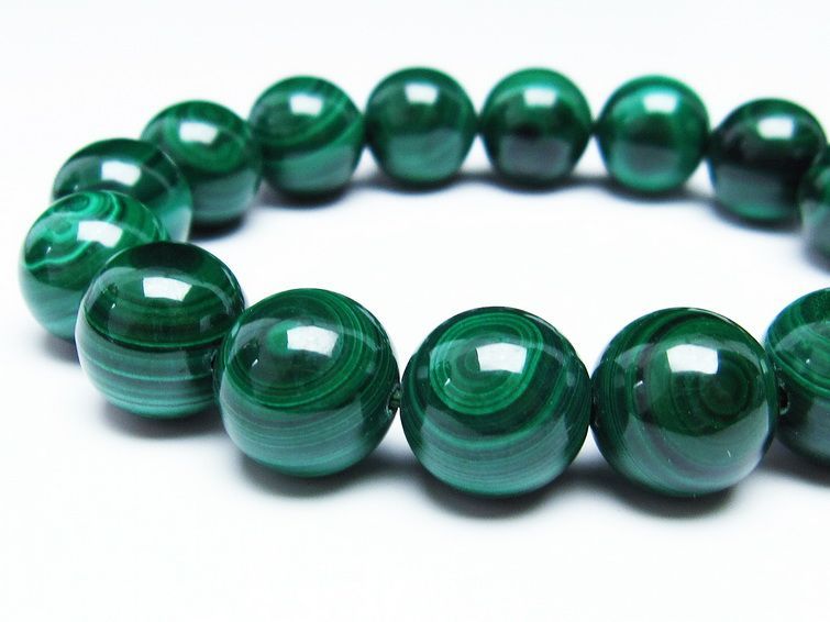 マラカイト ブレスレット 14mm 一点物 111-29368