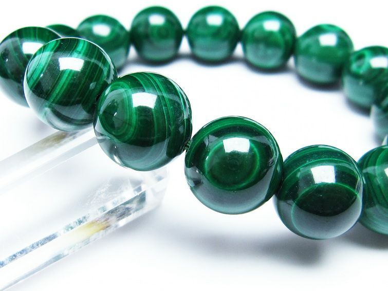 マラカイト ブレスレット 14mm 一点物 111-29370