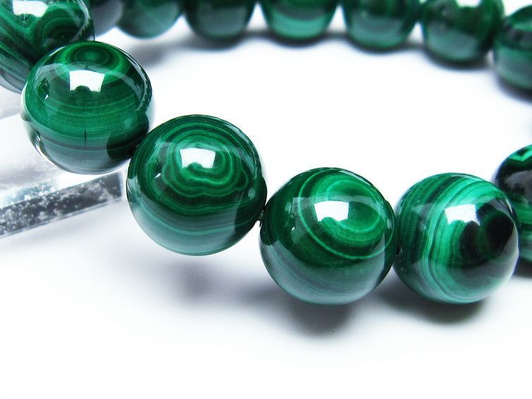 マラカイト ブレスレット 14mm 一点物 111-29372