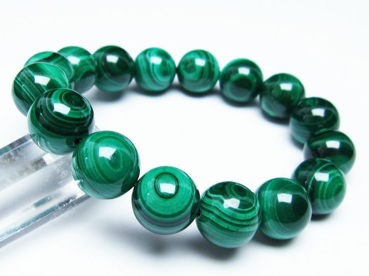 マラカイト ブレスレット 14mm 一点物 111-29373