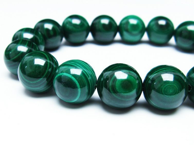マラカイト ブレスレット 14mm 一点物 111-29374