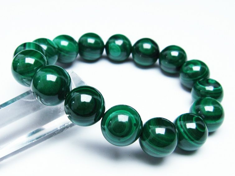 マラカイト ブレスレット 14mm 一点物 111-29375