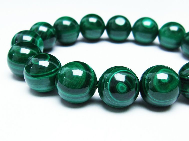 マラカイト ブレスレット 14mm 一点物 111-29375