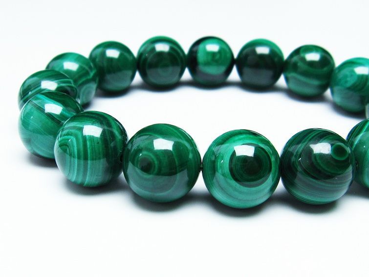 マラカイト ブレスレット 14mm 一点物 111-29377