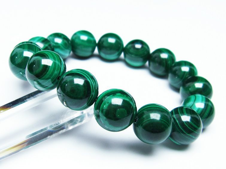 マラカイト ブレスレット 14mm 一点物 111-29378