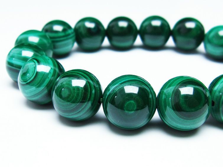 マラカイト ブレスレット 14mm 一点物 111-29378
