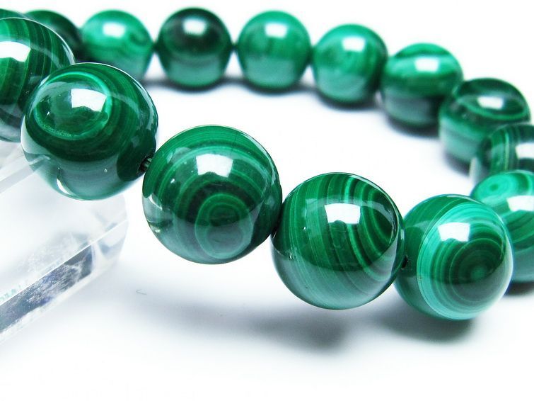 マラカイト ブレスレット 14mm 一点物 111-29379
