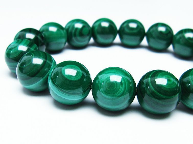 マラカイト ブレスレット 14mm 一点物 111-29379