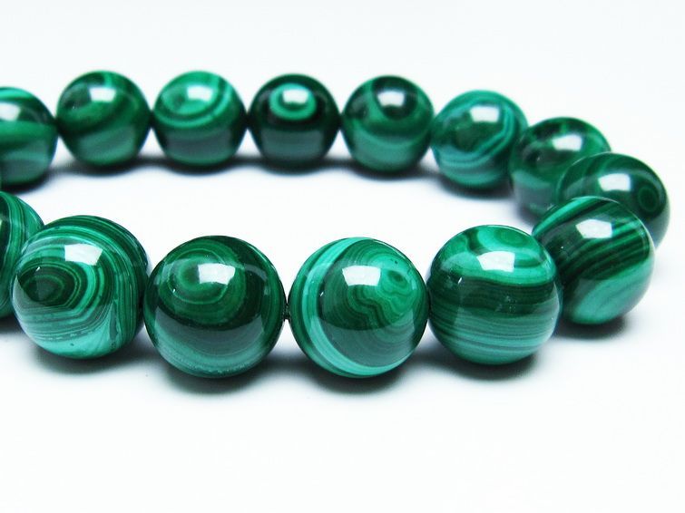 マラカイト ブレスレット 14mm 一点物 111-29380