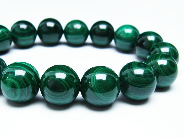 マラカイト ブレスレット 14mm 一点物 111-29381
