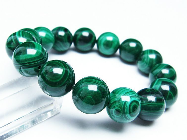 マラカイト ブレスレット 15mm 一点物 111-29385