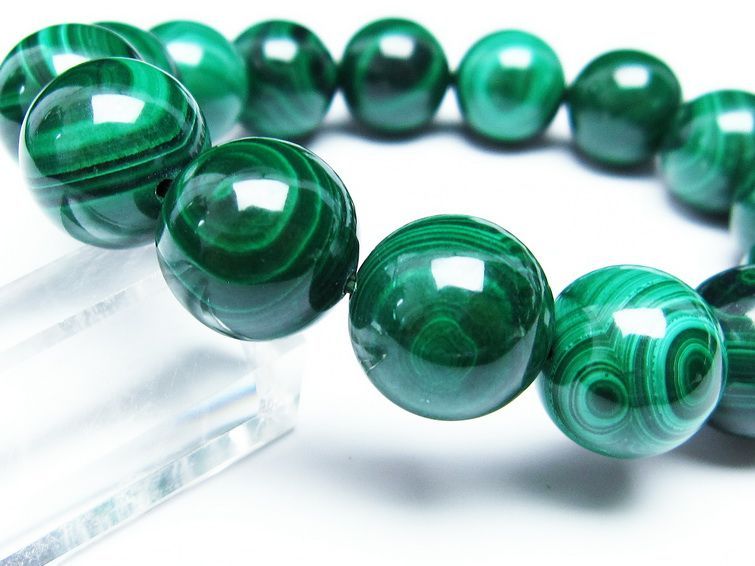 マラカイト ブレスレット 15mm 一点物 111-29385