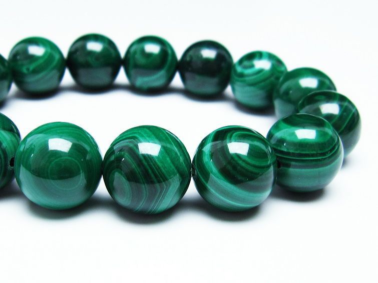 マラカイト ブレスレット 15mm 一点物 111-29385