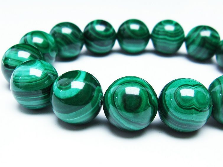 マラカイト ブレスレット 14mm 一点物 111-29386