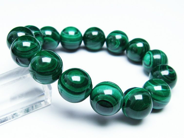 マラカイト ブレスレット 14mm 一点物 111-29387