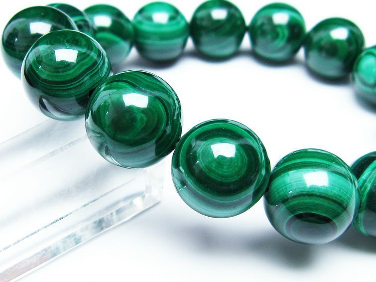 マラカイト ブレスレット 14mm 一点物 111-29387