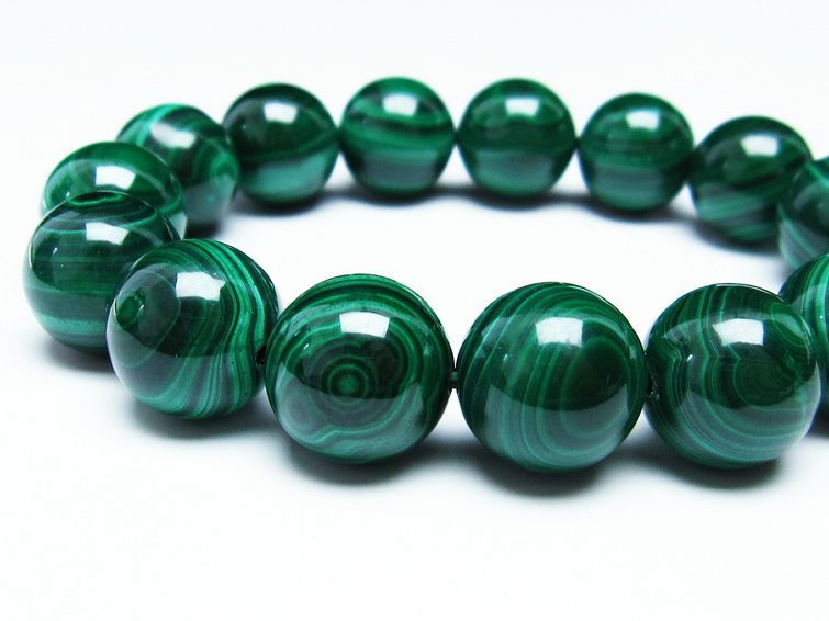 マラカイト ブレスレット 14mm 一点物 111-29387