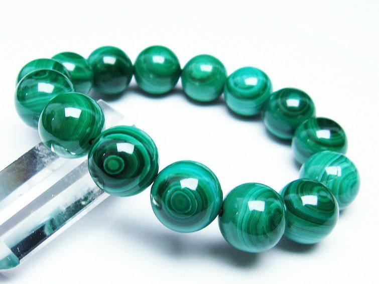 マラカイト ブレスレット 14mm 一点物 111-29391