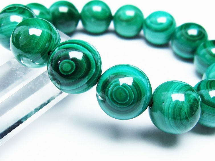 マラカイト ブレスレット 14mm 一点物 111-29391