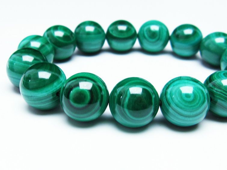 マラカイト ブレスレット 14mm 一点物 111-29391