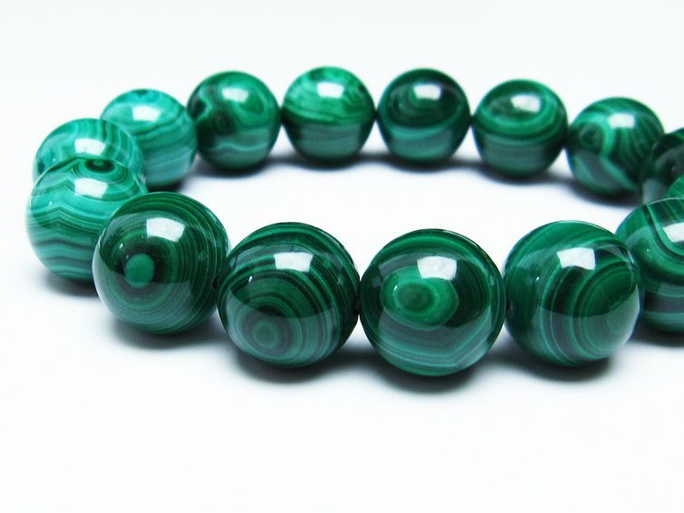 マラカイト ブレスレット 15mm 一点物 111-29395