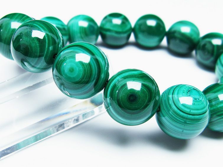 マラカイト ブレスレット 15mm 一点物 111-29398