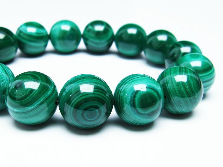 マラカイト ブレスレット 15mm 一点物 111-29398