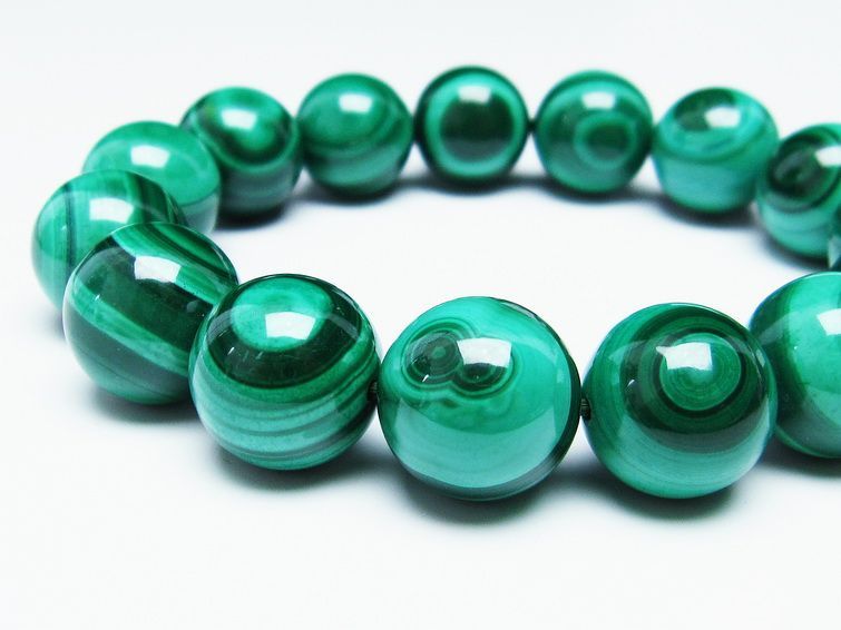 マラカイト ブレスレット 15mm 一点物 111-29400