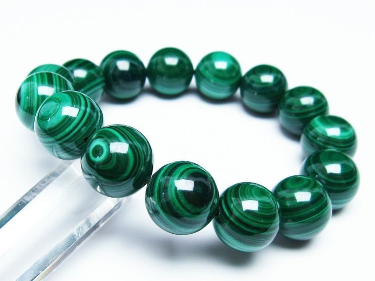 マラカイト ブレスレット 15mm 一点物 111-29402
