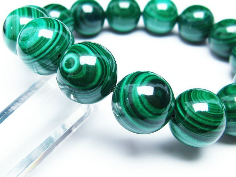 マラカイト ブレスレット 15mm 一点物 111-29402