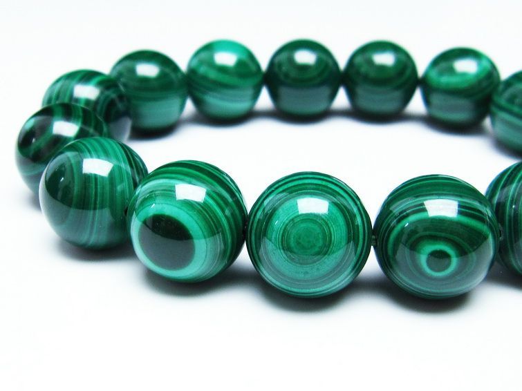 マラカイト ブレスレット 15mm 一点物 111-29402