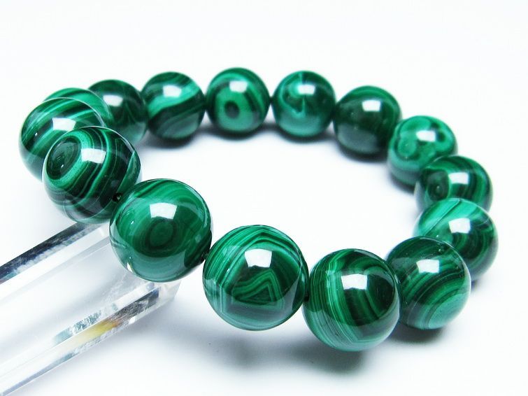 マラカイト ブレスレット 15mm 一点物 111-29405