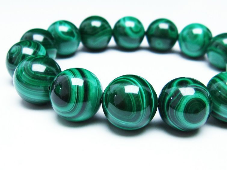 マラカイト ブレスレット 15mm 一点物 111-29405