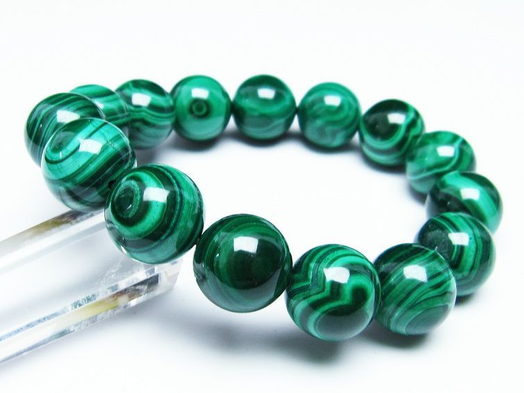 マラカイト ブレスレット 15mm 一点物 111-29409