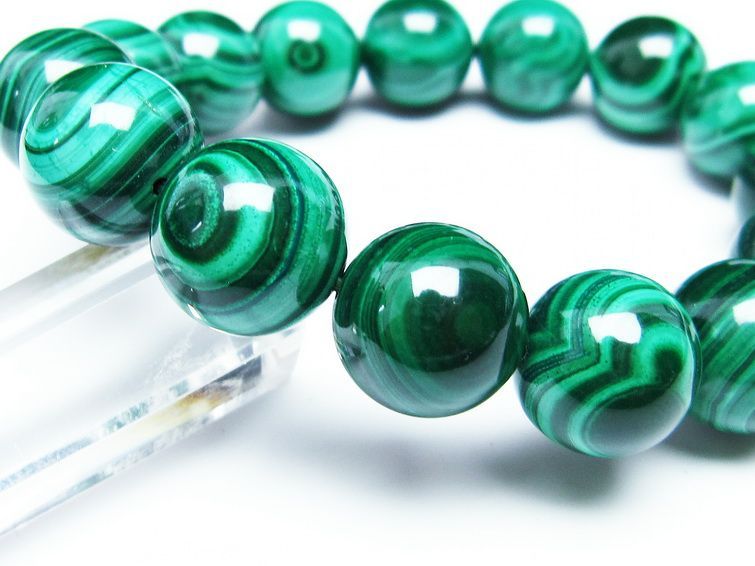 マラカイト ブレスレット 15mm 一点物 111-29409