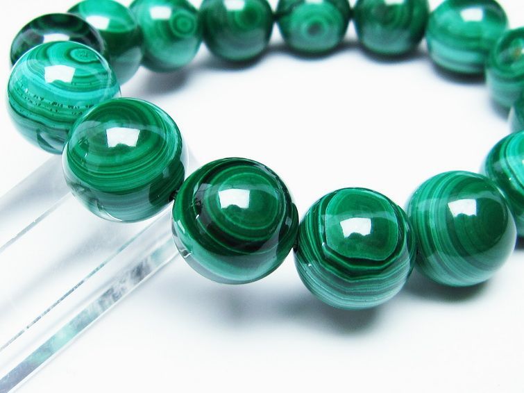 マラカイト ブレスレット 15mm 一点物 111-29413