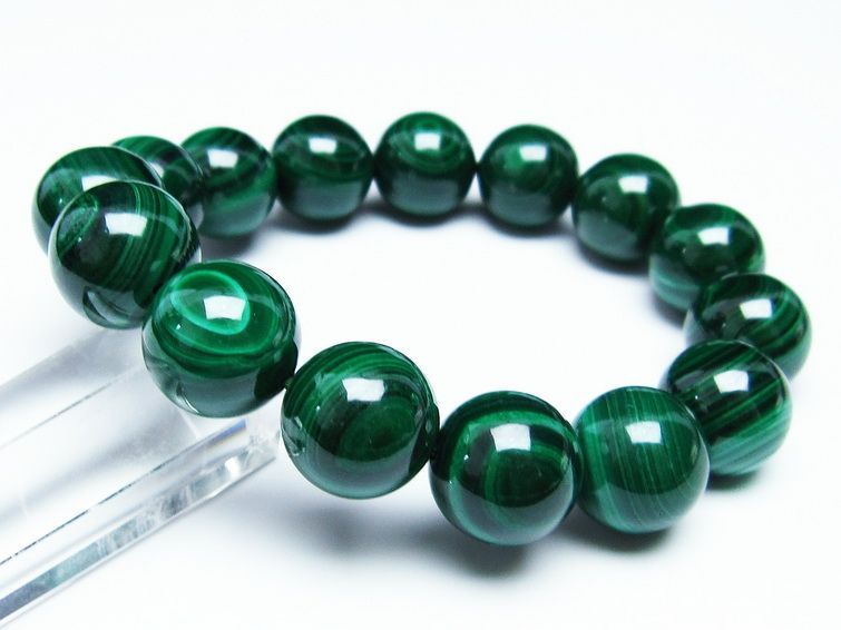 マラカイト ブレスレット 15mm 一点物 111-29415