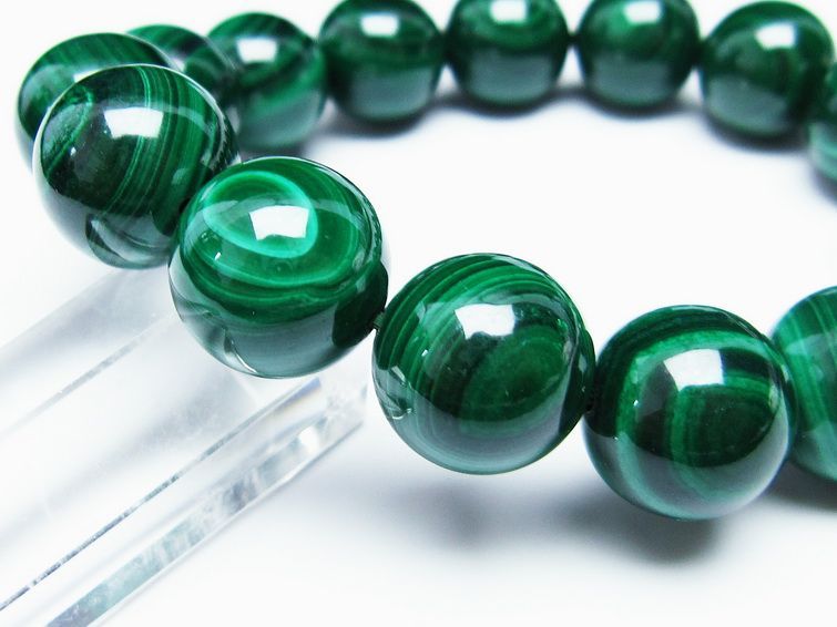 マラカイト ブレスレット 15mm 一点物 111-29415