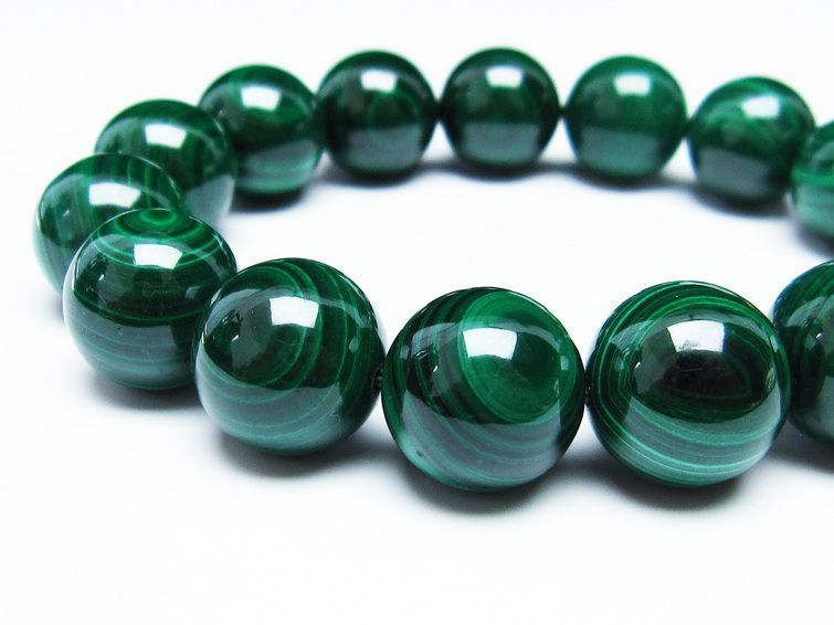 マラカイト ブレスレット 15mm 一点物 111-29415