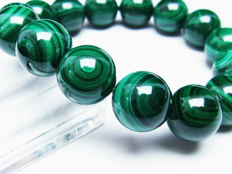 マラカイト ブレスレット 15mm 一点物 111-29416