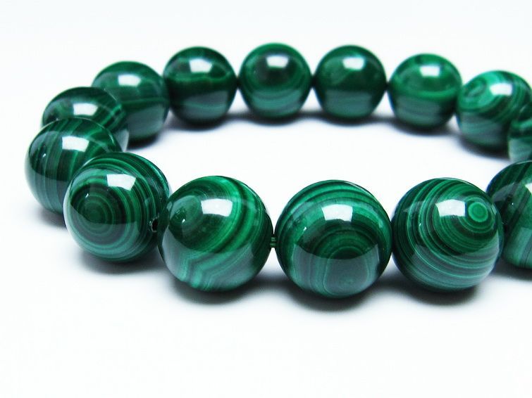 マラカイト ブレスレット 15mm 一点物 111-29416