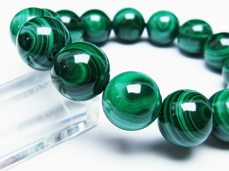 マラカイト ブレスレット 14mm 一点物 111-29419