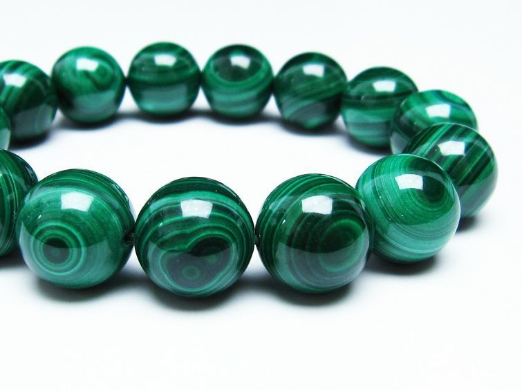 マラカイト ブレスレット 14mm 一点物 111-29419