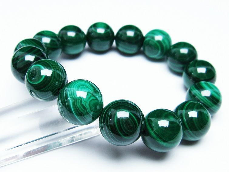 マラカイト ブレスレット 15mm 一点物 111-29420