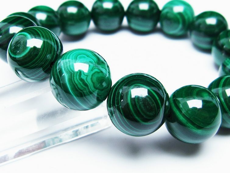 マラカイト ブレスレット 15mm 一点物 111-29420