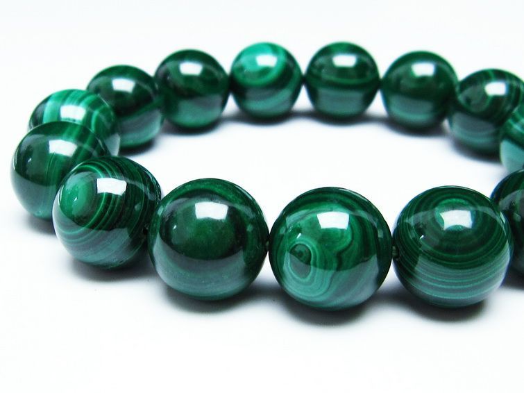 マラカイト ブレスレット 15mm 一点物 111-29420