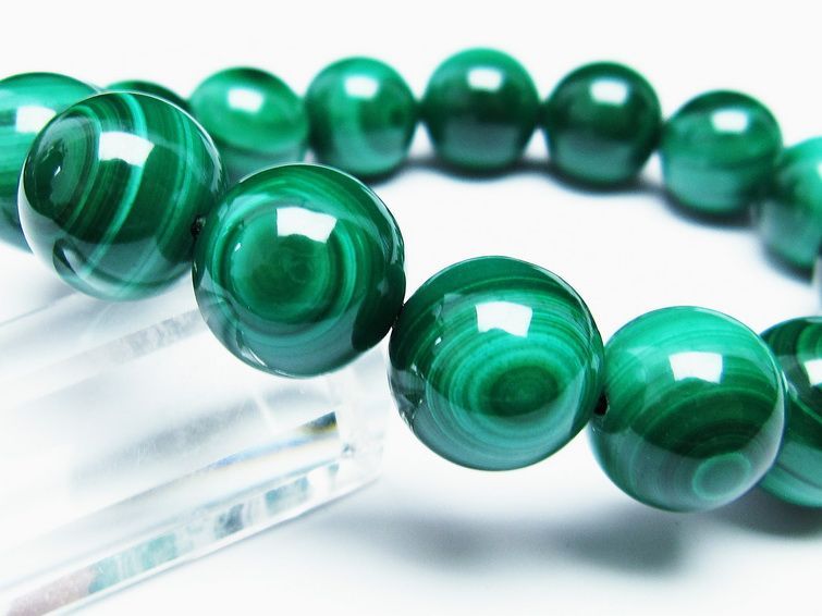 マラカイト ブレスレット 14mm 一点物 111-29421