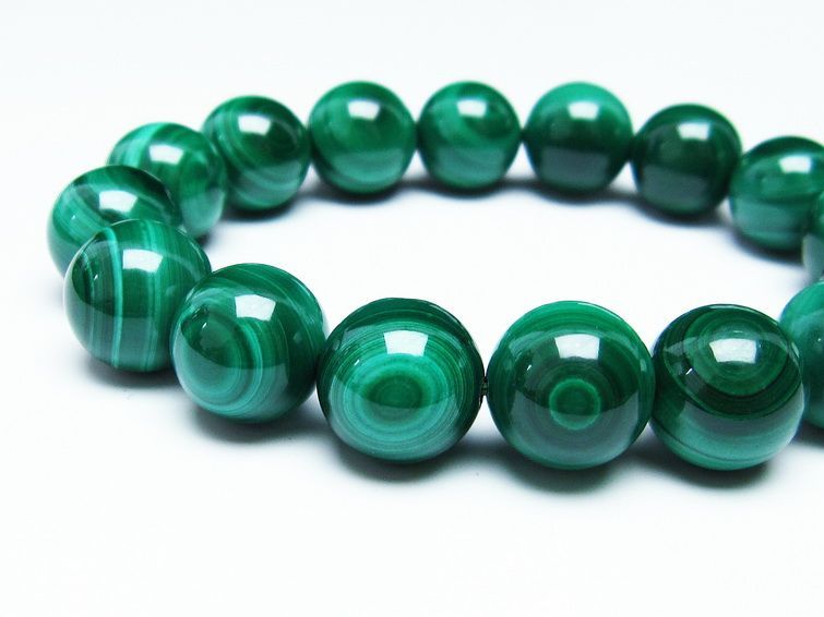 マラカイト ブレスレット 14mm 一点物 111-29421